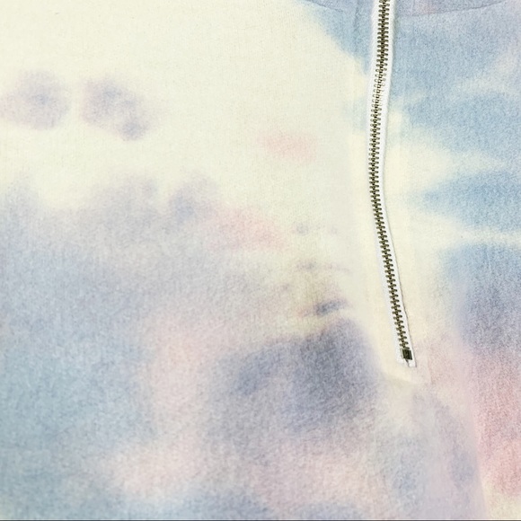 Lelis 1/2 Zip Plush Fleece Mock Neck Tie Dye Pullover Top Pink Blue Size S - Picture 3 of 8